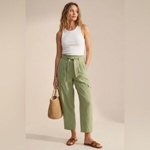 Aritzia Wilfred Green Linen Cargo Pants Size 10